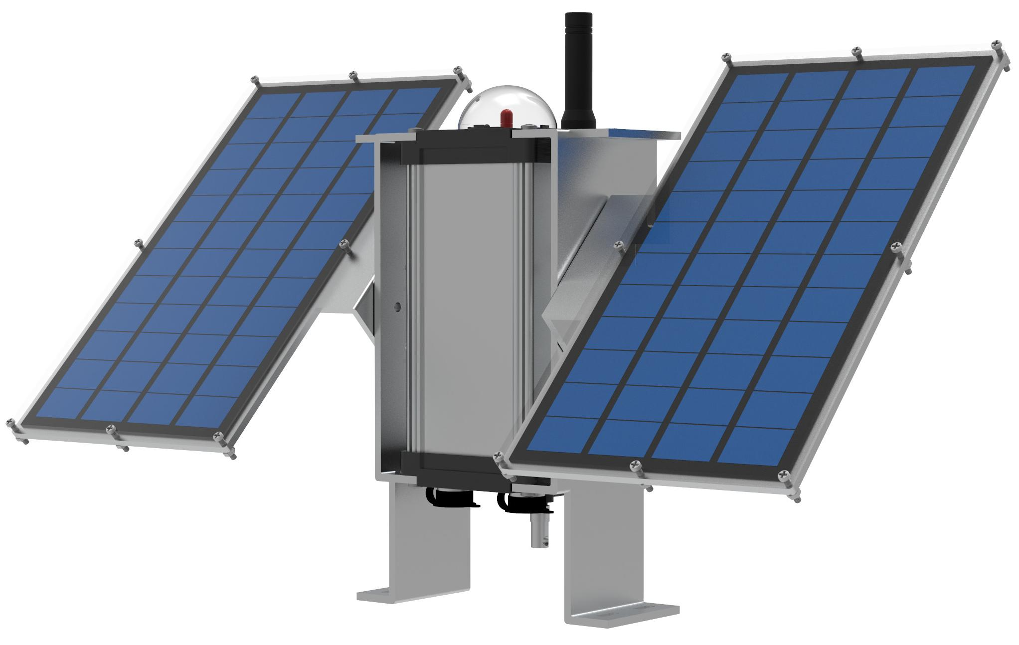 3D 右视图：GNSS 天线与报警灯